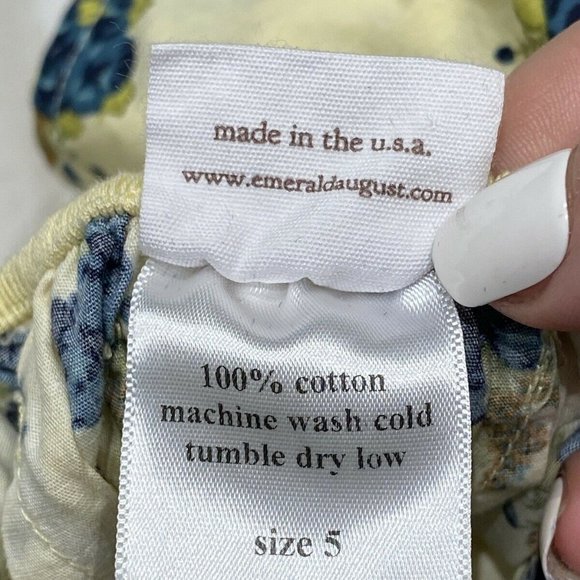 Emerald August Girls Sleeveless Yellow Dress With Flowers Size 5 - Picture 9 of 10